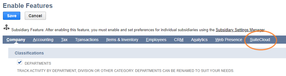 Enable Features in NetSuite